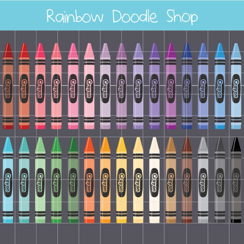 Crayon Clipart, Crayon Clip Art, Digital Crayons, Colorful Crayons, Rainbow Crayons Clipart Etsy