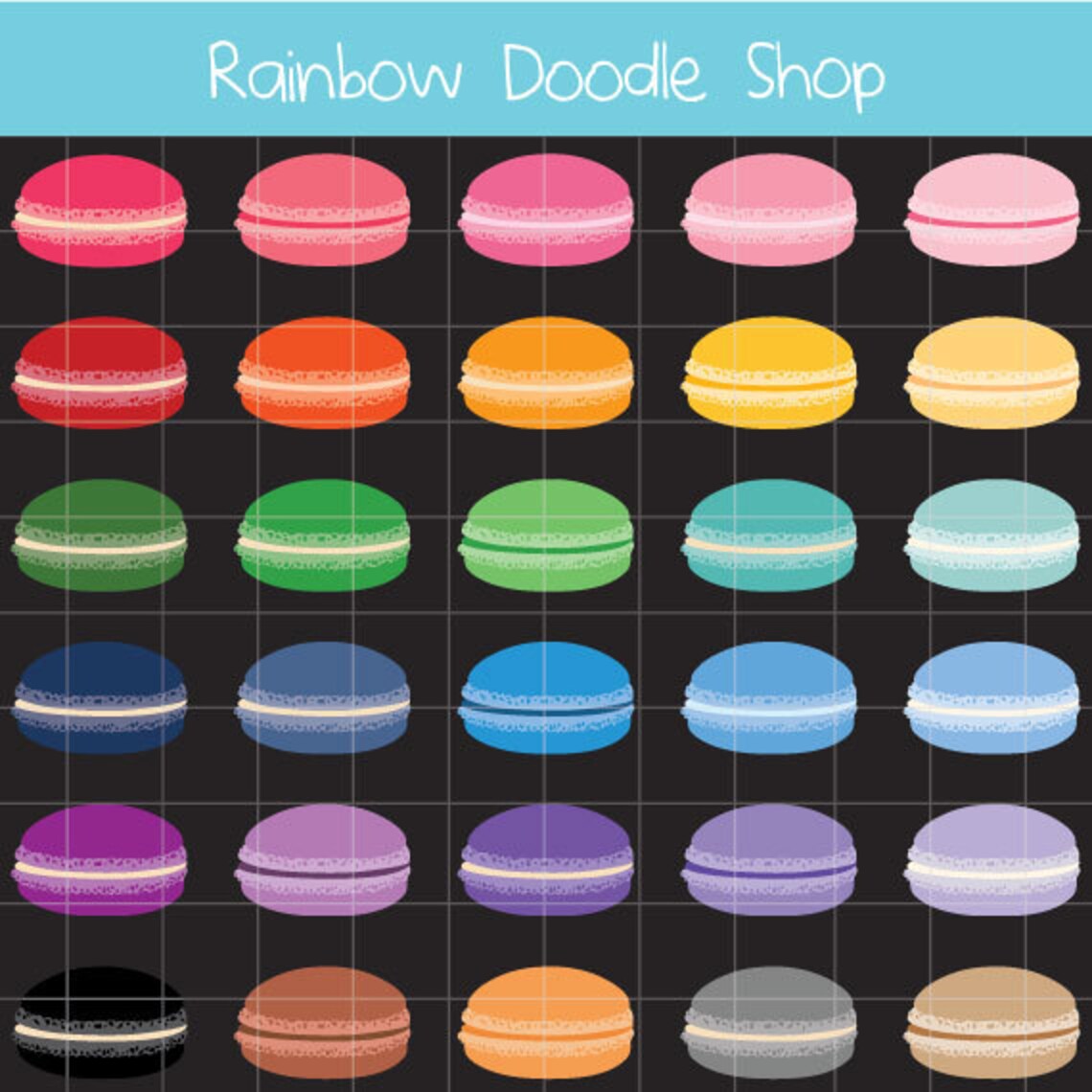 Colorful Macaron Clipart, Colorful Macarons Clip Art, Rainbow Macarons ...