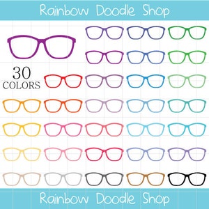 Glasses Clipart, Spectacles Clip Art, Colorful Glasses Clip Art, Digital Glasses, Rainbow Glasses, Instant Download image 1