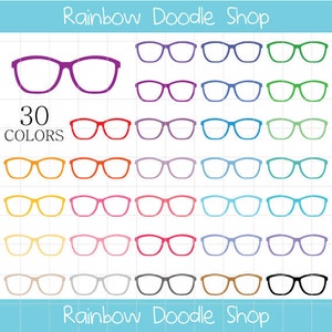 Glasses Clipart, Spectacles Clip Art, Colorful Glasses Clip Art, Digital Glasses, Rainbow Glasses, Instant Download