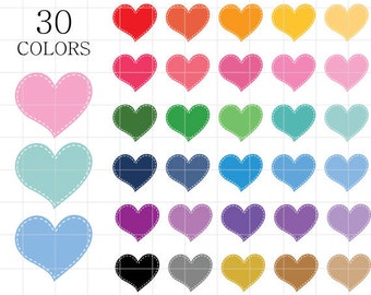 Hearts Clipart, Stitched Heart Clipart, Stitched Hearts Clipart, Rainbow Hearts Clipart,  Digital Hearts, Heart Clipart, Hearts Clip Art