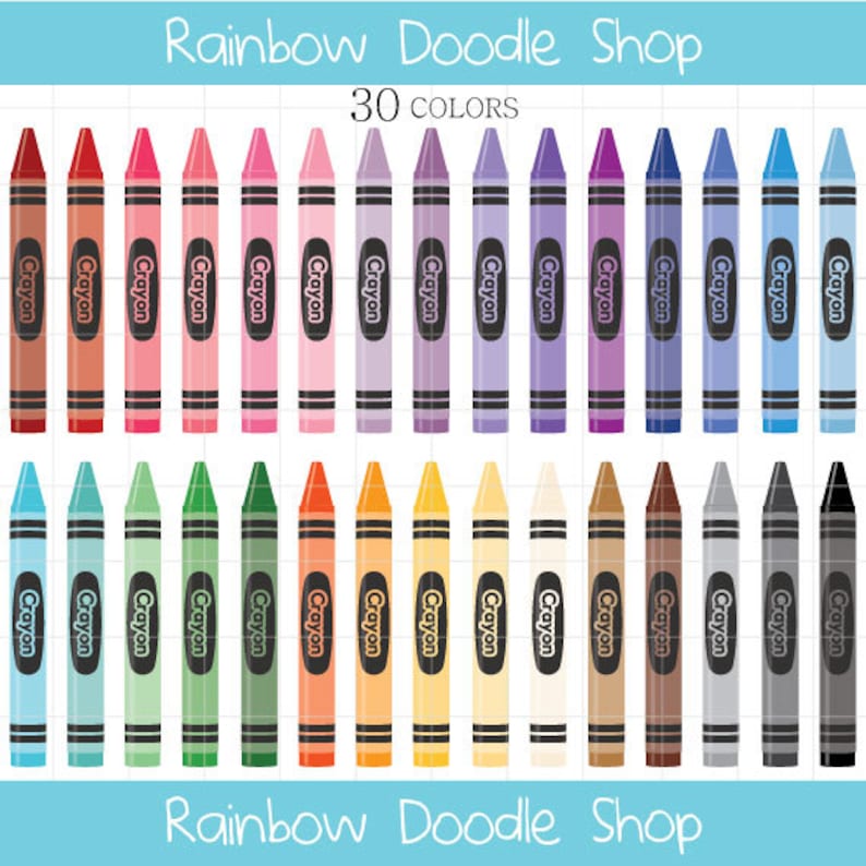 Crayon Clipart, Crayon Clip Art, Digital Crayons, Colorful Crayons, Rainbow Crayons Clipart Etsy