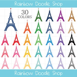 Eiffel Tower Clipart, Eiffel Silhouette Clip Art, Heart Eiffel Clipart, Eiffel Love Clip Art, Love Paris Clipart, Colorful Eiffel Towers