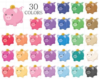Piggy Bank Clipart, Piggy Bank Clip Art, Piggy Bank Clipart, Digital Banks, Rainbow Piggy Bank Clipart, Saving Money Clipart, Money Clipart