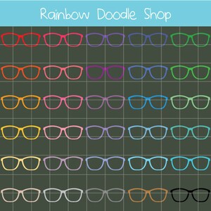 Glasses Clipart, Spectacles Clip Art, Colorful Glasses Clip Art, Digital Glasses, Rainbow Glasses, Instant Download image 2