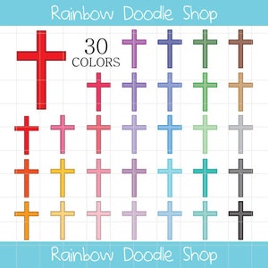 Cross Clipart, Crosses Clip Art, Colorful Crosses, Rainbow Crosses, Digital Crosses, Religious Clipart, Easter Clipart, Church, Cross Symbol