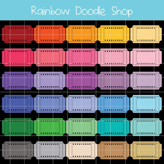 Blank Coupon Clipart, Blank Tickets Clip Art, Digital Coupons, Vintage  Coupon Clipart, Colorful Coupons, Colorful Tickers, Rainbow Coupons