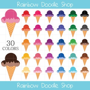 Ice Cream Clipart, Ice Cream Clip Art, Colorful Ice Cream Clipart, Rainbow Ice Cream Clipart, Digital Ice Cream, Ice-Cream Cone Clipart