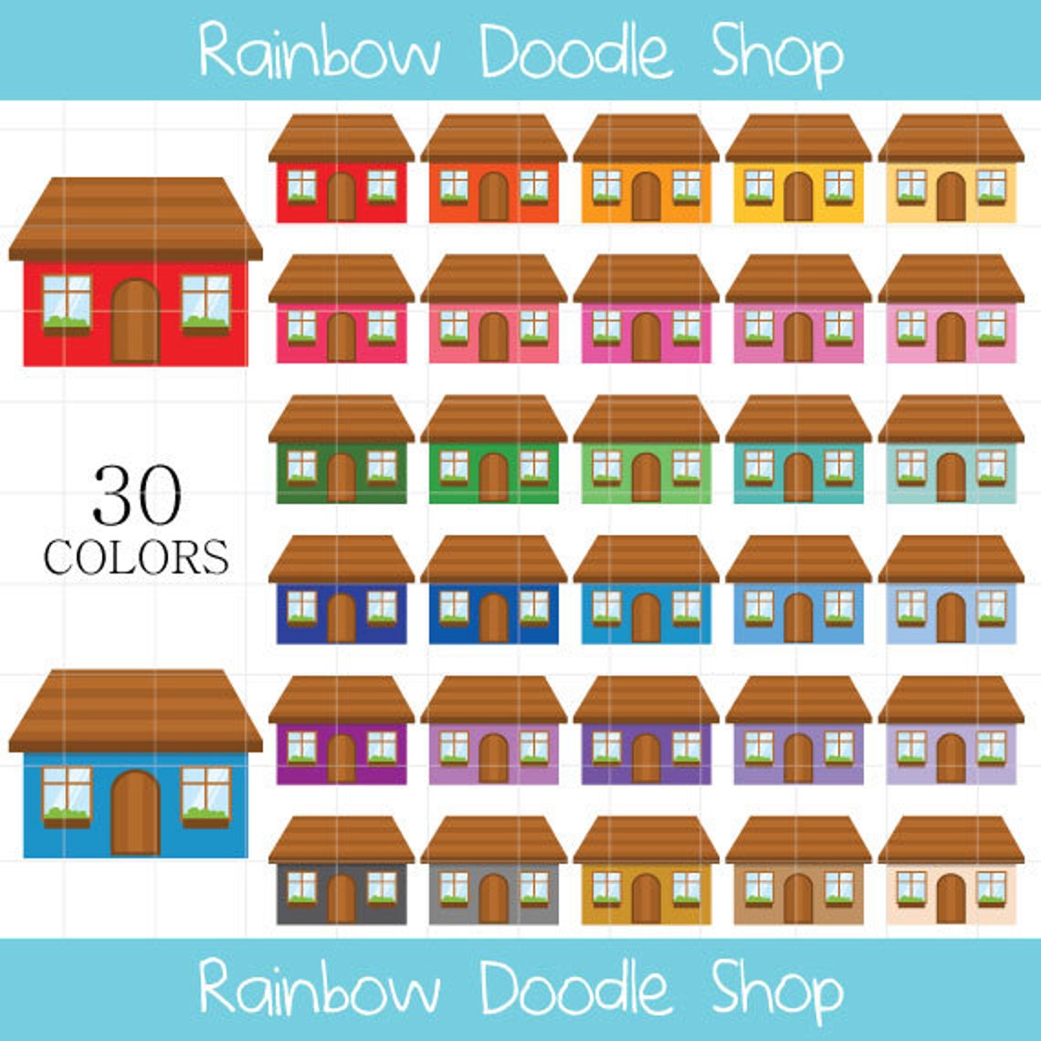 House Clipart, Colorful Houses Clipart, Rainbow Houses Clipart, Houses ...