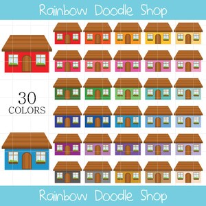 House Clipart, Colorful Houses Clipart, Rainbow Houses Clipart, Houses Clipart, House Clip Art, Cottage Clipart, Cottage Clip Art