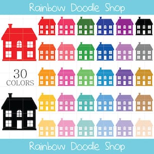 Houses  Clipart, House Silhouettes Clipart, Houses Clip Art, House Silhouettes Clip Art, Buildings Clipart, Colorful Houses Clipart