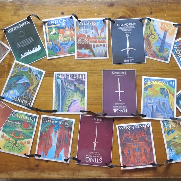 Lord of the Rings Bunting, fan art, garland, wedding, Table Cards. 20 flags