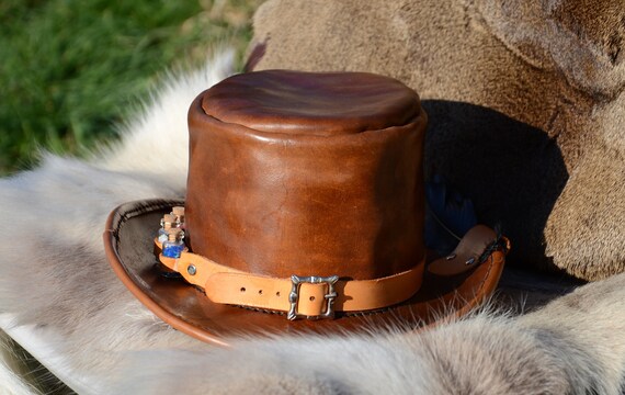 Veg Tan Leather Top Hat - Etsy