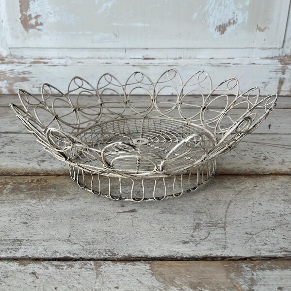 Vintage Painted Wire Basket