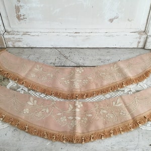 Pair of Pink Antique French Embroidered Curtain Tie Backs