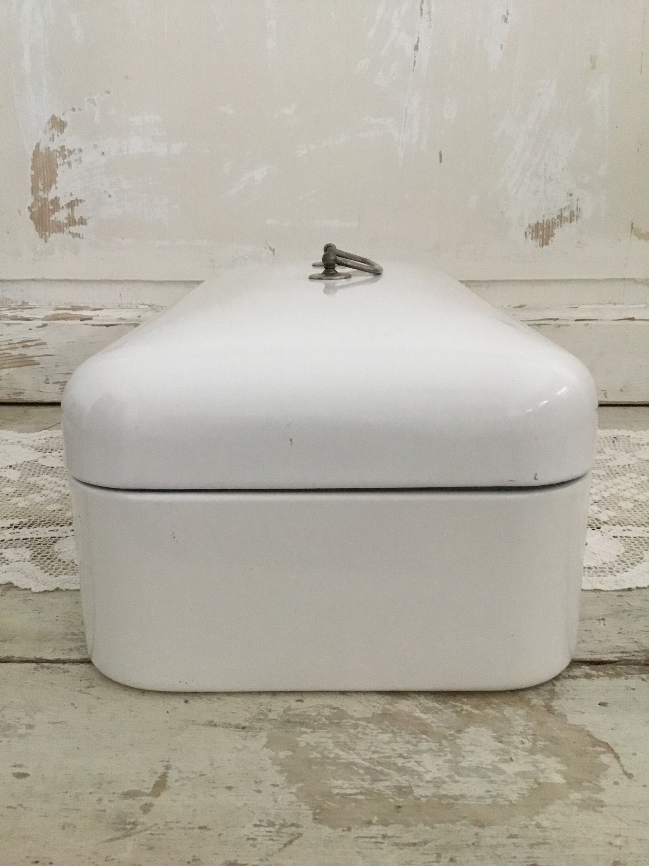 Large Antique Enamel Bread Box Etsy