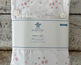 Rachel Ashwell Simply Shabby Chic Queen Pink Rose Bud Sheets