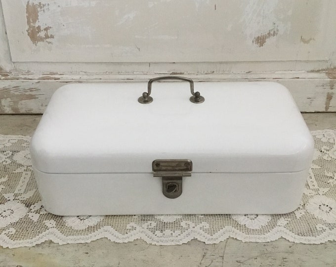 Large Antique Enamel Bread Box Etsy