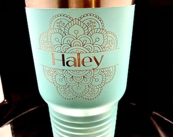 Boho Tumbler. Mandala with name; great gift; girlfriend, husband, wife, daughter, wedding gifts, stainless steel