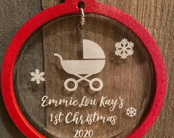 Enfeite de Natal personalizado para o primeiro bebê, Enfeite de Natal com nome do bebê, Enfeite de Natal personalizado