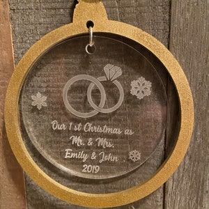 Ornamento natalizio personalizzato per coppia, ornamento natalizio sposato, ornamento natalizio personalizzato, ornamento di Natale Mr. & Mrs.