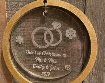 Personalized Couple’s 1st Christmas Ornament, Married Christmas Ornament, Custom Christmas Ornament, Mr. & Mrs. Christmas Ornament
