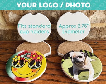 Porta-copos personalizado para carro | Porta-copos para carro com foto | Porta-copos para carro com logotipo | Presente para porta-copos para carro | Presente para ela | Presente para ele | Presente para porta-copos | Cerâmica