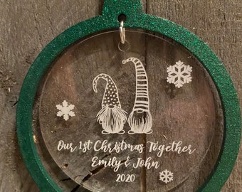 Enfeite de Natal personalizado para o primeiro casal, Enfeite de Natal para casal, Enfeite de Natal personalizado, Enfeite de Natal para casal de gnomo