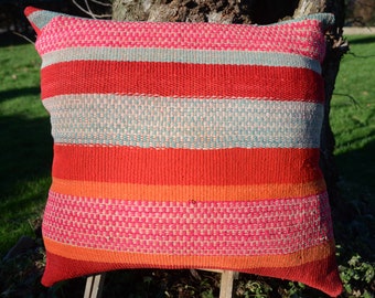 Frazada/handwoven XL floor pillow/Peru/Andes/100% organic sheep wool/natural dyes/blanket/vintage/80X80cm(31.5x31.5")