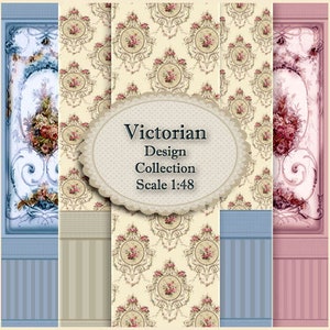 Dollhouses Victorian Wall Papers , scale 1:48. Wall Paper Digital Download