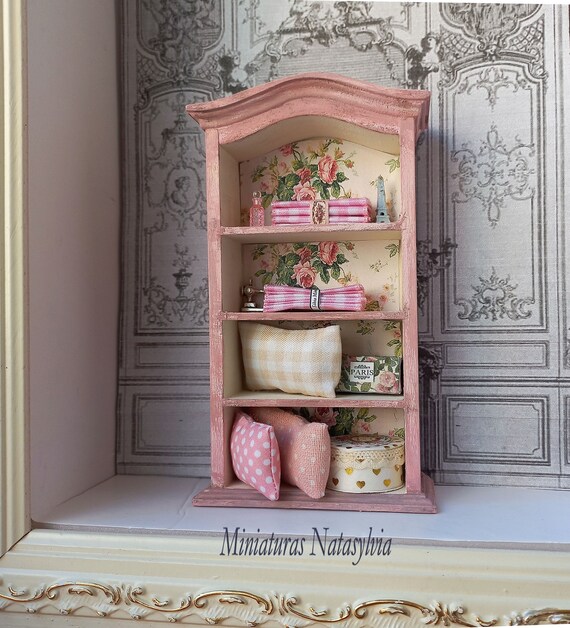 Dollhouses Miniature Shabby Bookcase Roses Style French Scale 1