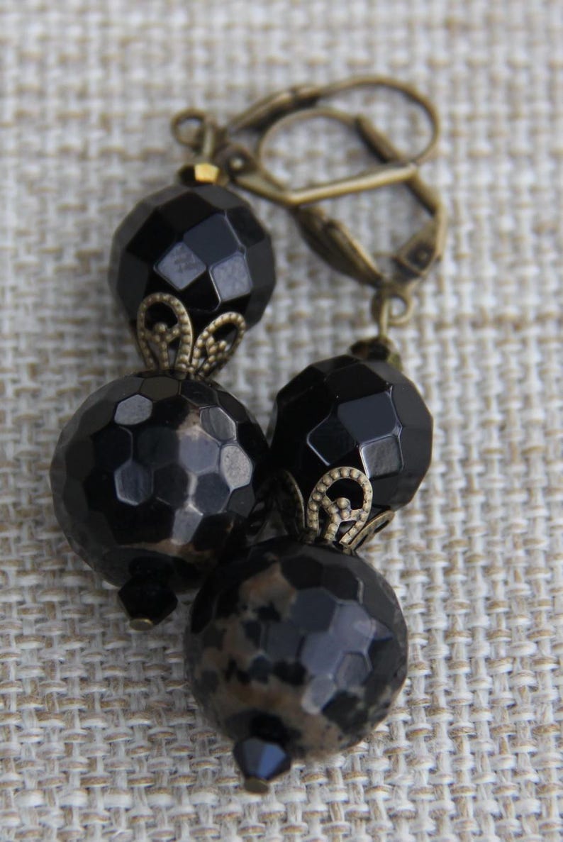 Agate Swarovski Brass earrings image 1
