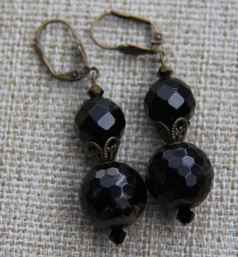 Agate Swarovski Brass earrings image 4