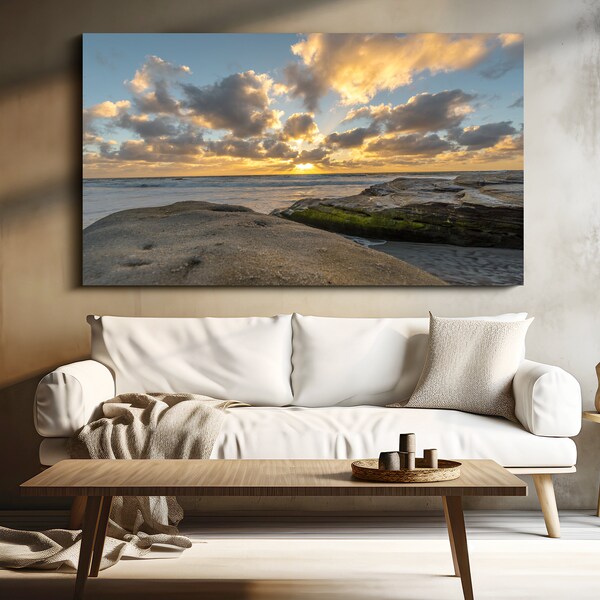 La Jolla Beach Sunset Photo, San Diego Coastal Art