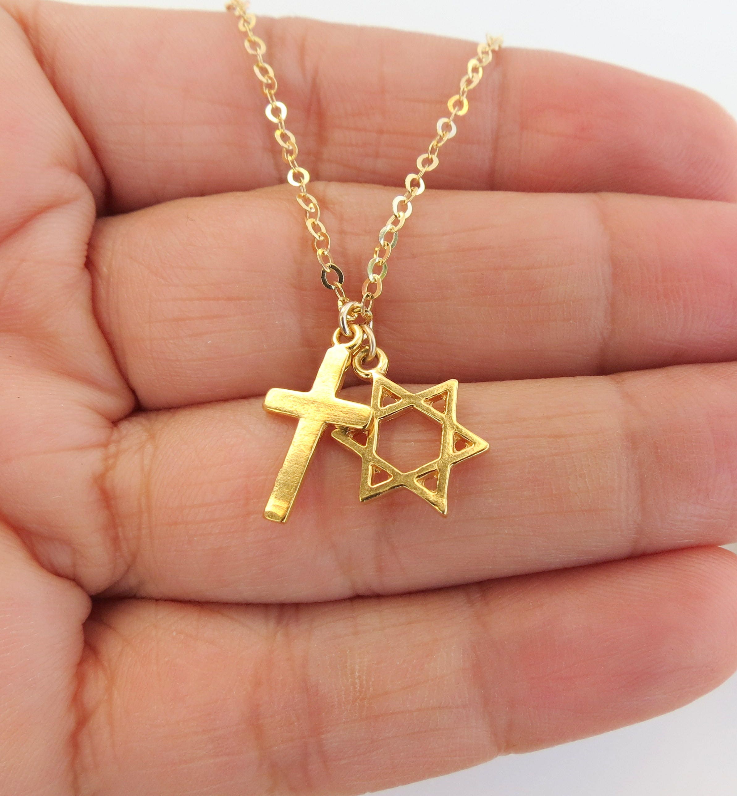 Star of David With Cross Necklace Cross With David Star Necklace Gold Star of David Necklace Messianic Star of David With Cross Gift. Etsy
