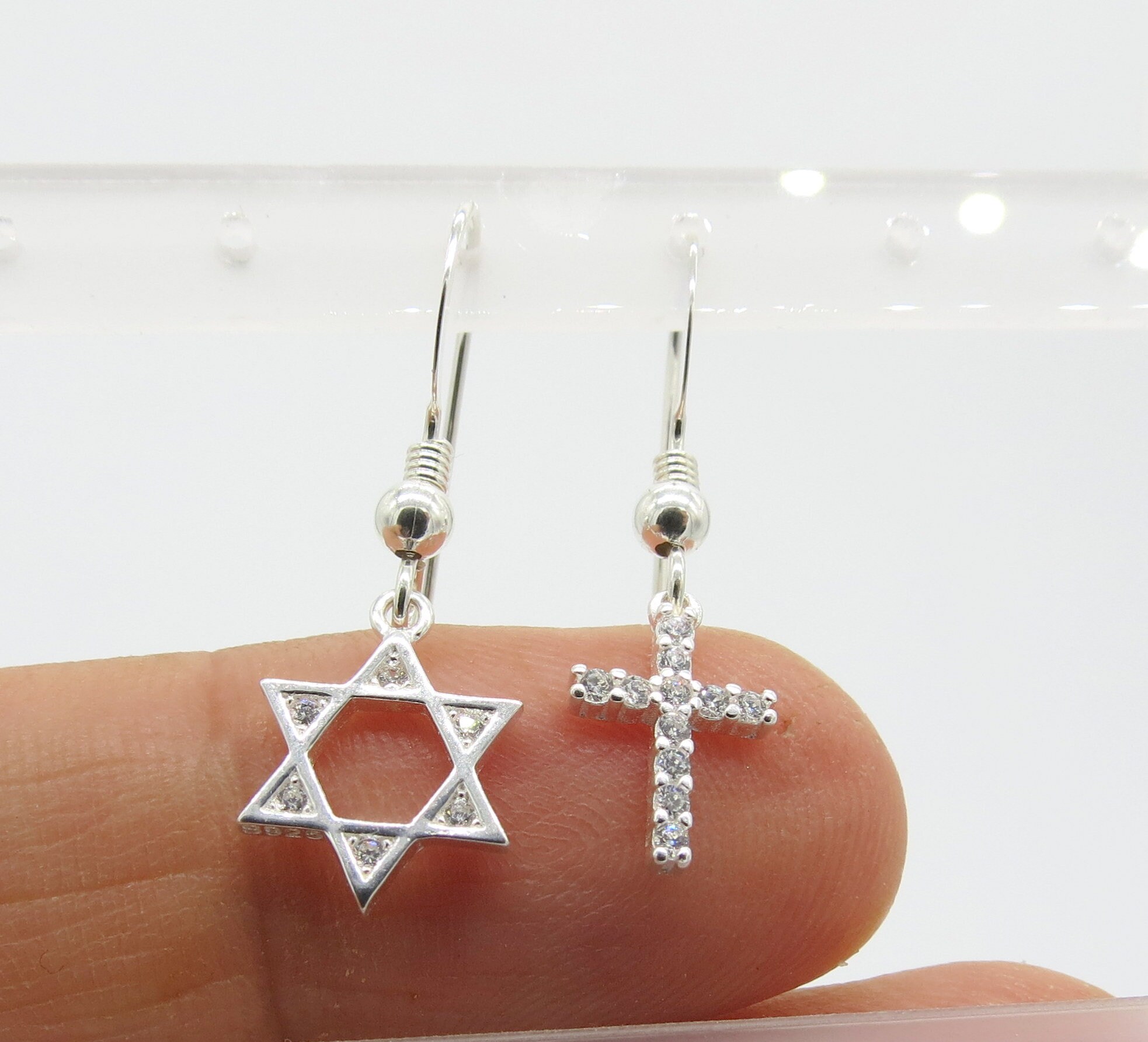 国産品 Star of David With Cross Earrings, Cross With David Star その他