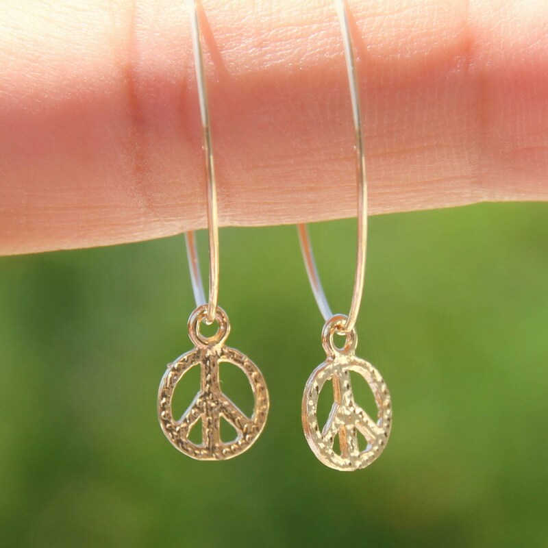 Peace Chain Hoop Earrings