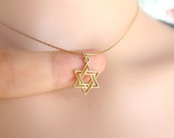 Davidster ketting, kleine Davidster, gouden Davidster, Joods geschenk, Joodse ster ketting, Magen David charme, David Star ketting