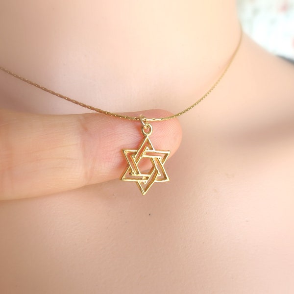 Star of David Necklace, Small Star of David, Gold Star of David, Jewish Gift, Jewish Star Necklace, Magen David Charm, David Star Necklace