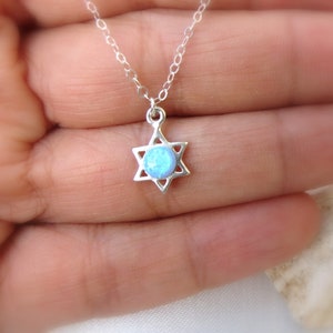 Star of David Necklace, OPal Star of David Necklace, Sterling Silver Star of David Necklace, Jewish Star Necklace, Jewish Necklace, Gift.