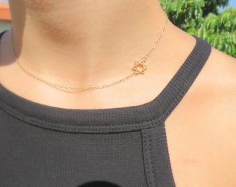 Star of David Necklace, Sideways Star of David Necklace, Tiny Jewish Star Necklace, David Star Necklace, Gold Star Of David Necklace, Star.