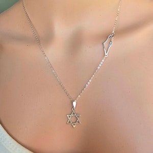 ISRAEL Map Halskette, Israel Halskette, Jüdischer Schmuck, Heiliges Land Halskette, Jüdisches Geschenk, Bat Mitzva Geschenk, Jedaica Schmuck, Jüdischer Stern, Geschenk.