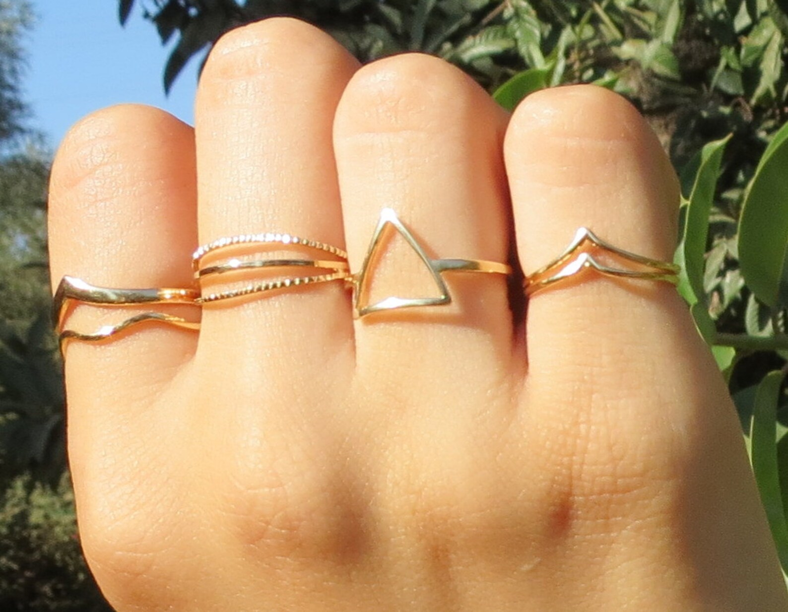 Gold Triangle Ring Triangle Ring Geometry Ring Simple Ring Etsy