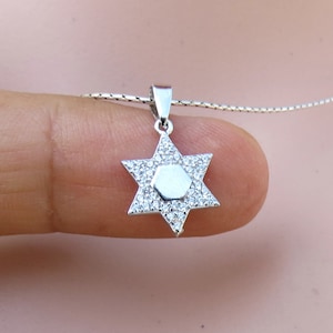 Star of David necklace, Magen David Necklace, Clear Cubic Zirconia Star of David, judaica, Silver Jewish Star Necklace, Jewish Jewelry, Gift