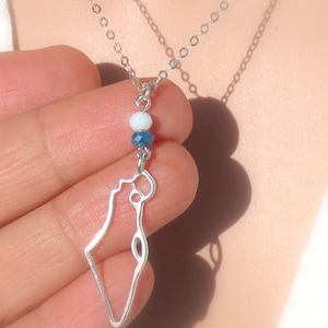 ISRAEL Map Halskette, Israel Halskette, Jüdischer Schmuck, Heiliges Land Halskette, Jüdisches Geschenk, Bat Mitzva Geschenk, Jedaica Schmuck, Jüdischer Stern, Geschenk.