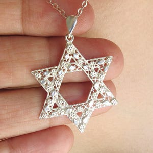 Sterling Silver Star of David Necklace, Star of David Pendant Necklace, Jewish Jewelry, Silver Magen David, Jewish Star, Judaica Art, Jewish