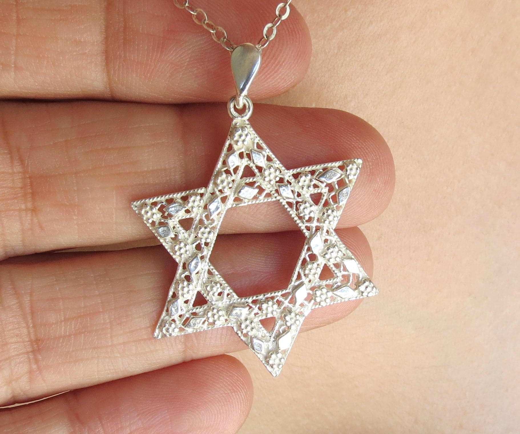Sterling Silver Star of David Necklace Star of David Pendant Etsy Australia