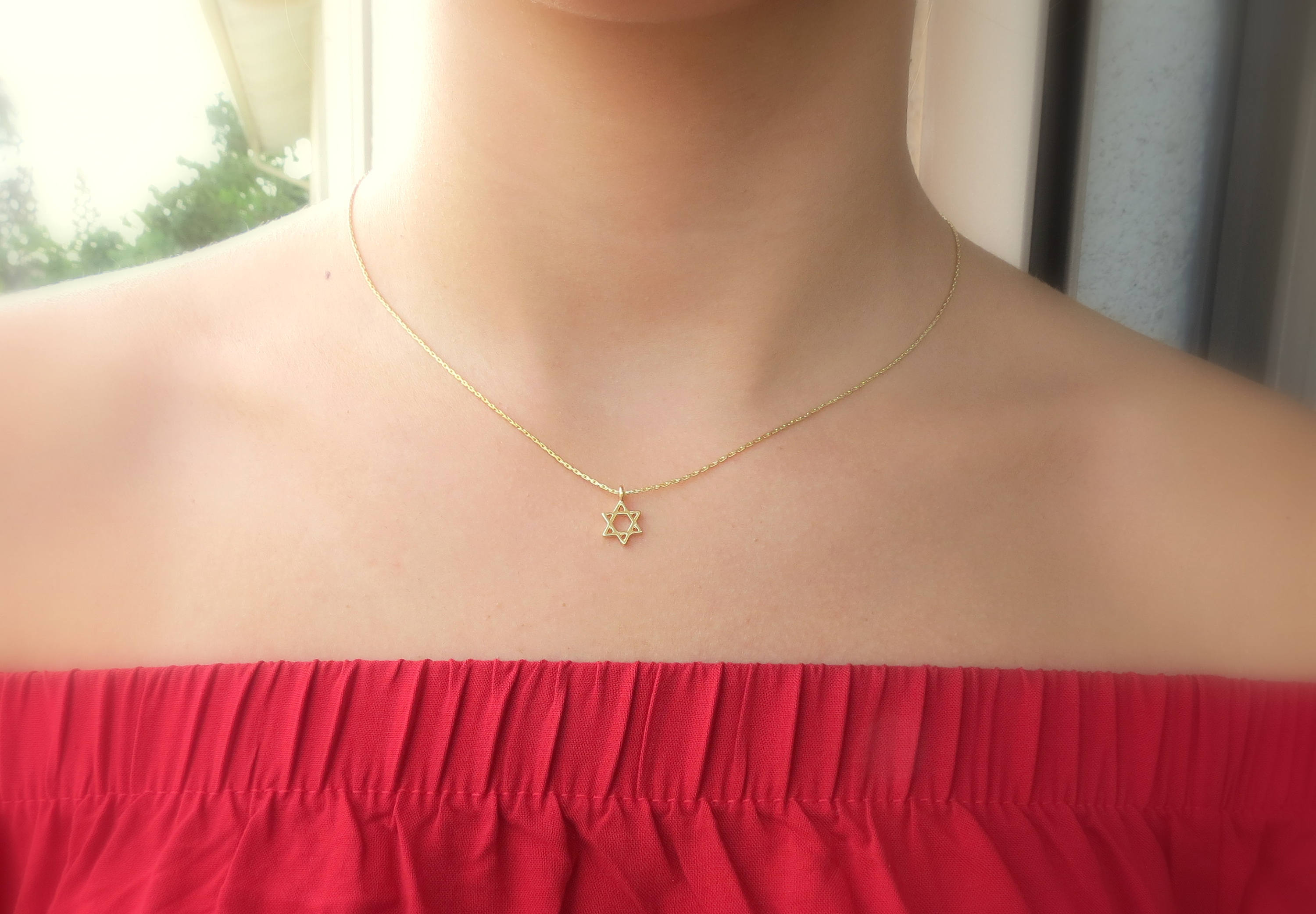 Mini Star of David Necklace with Rhinestones main image 1