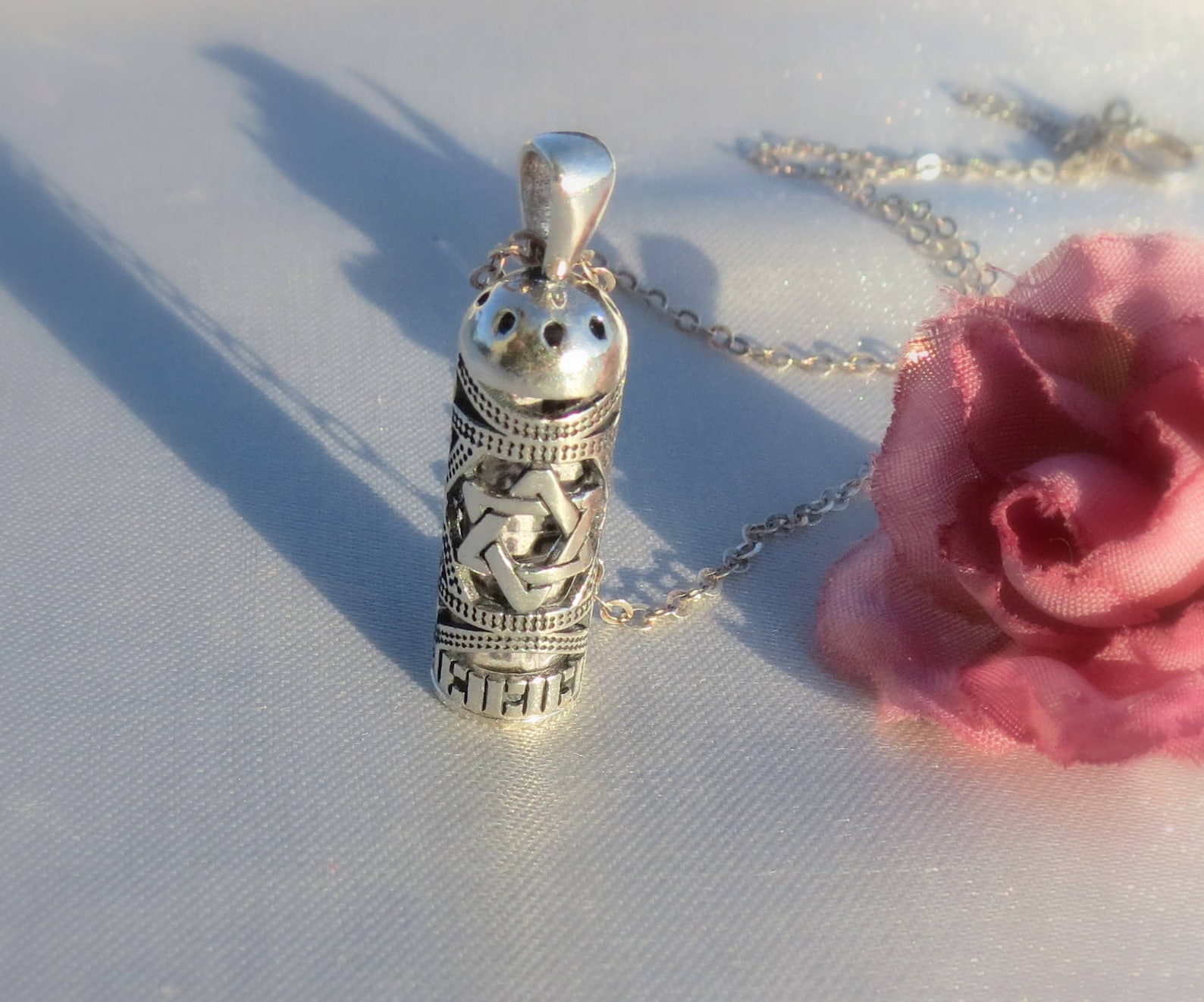 Mezuzah Necklace Sterling Silver Mezuzah Pendant Jewish Star | Etsy