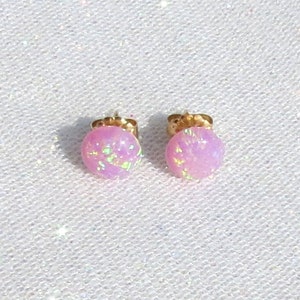 Opal Earrings,Opal Stud earrings, Pink Opal, Gemstone Earrings, Dainty Opal Earrings, Classic 8mm or 6mm Opal Studs, Opal Jewelry, Gift Idea